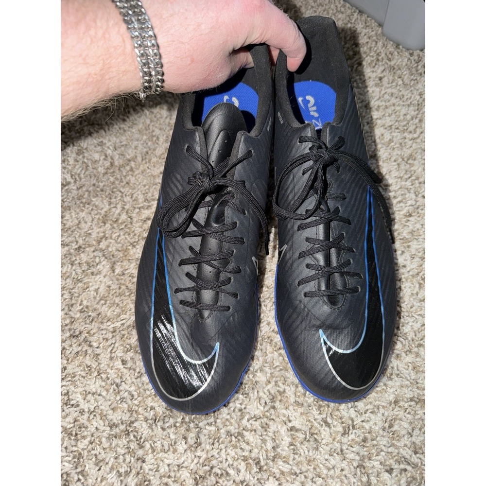 NEW Nike Mercurial Vapor 15 Academy Turf Soccer Black Blue Men's 13 AUTHENTIC - Picture 3 of 6